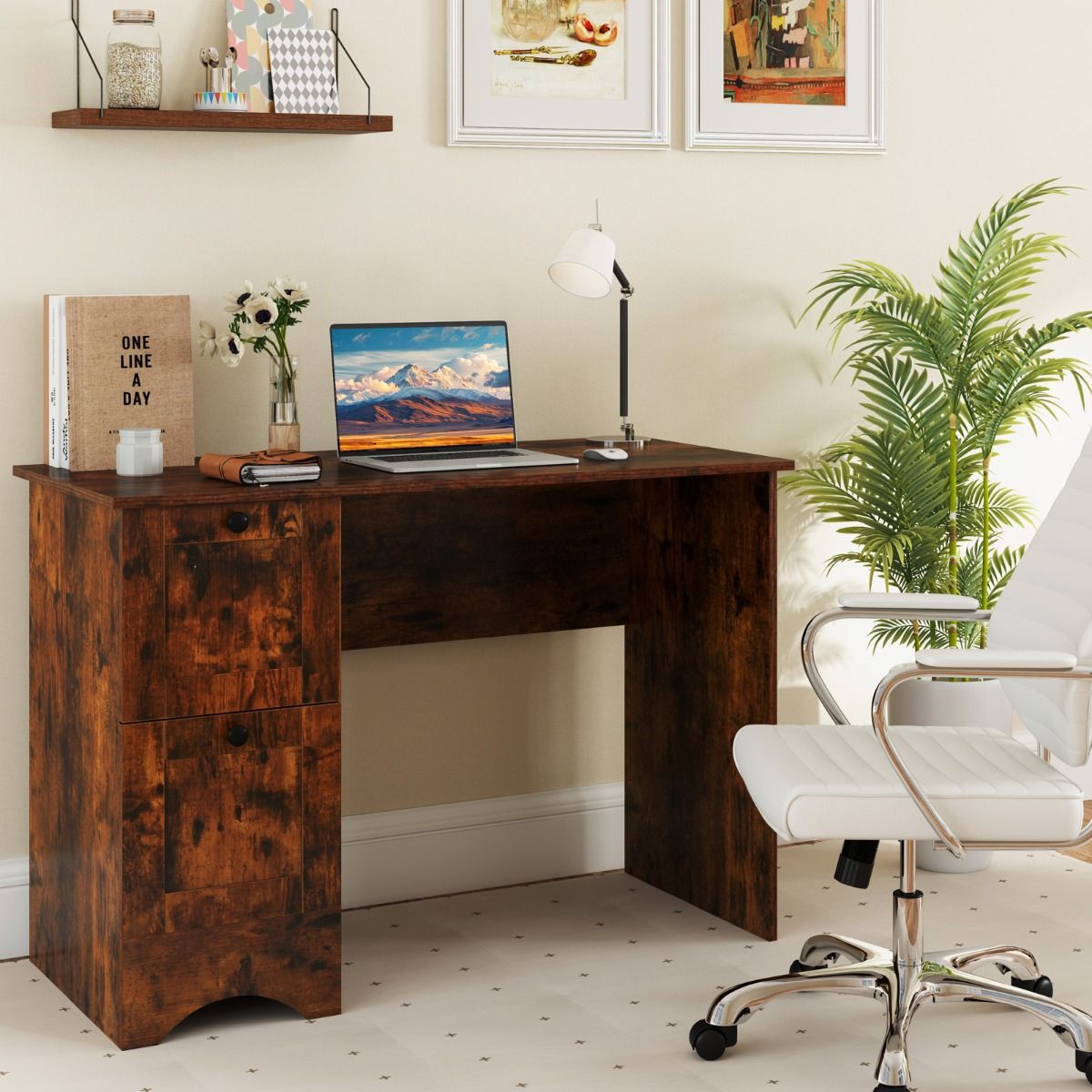 CompactLiving Bureau met 2 Lades 109x50 cm - Rustiek Bruin - Afbeelding 4