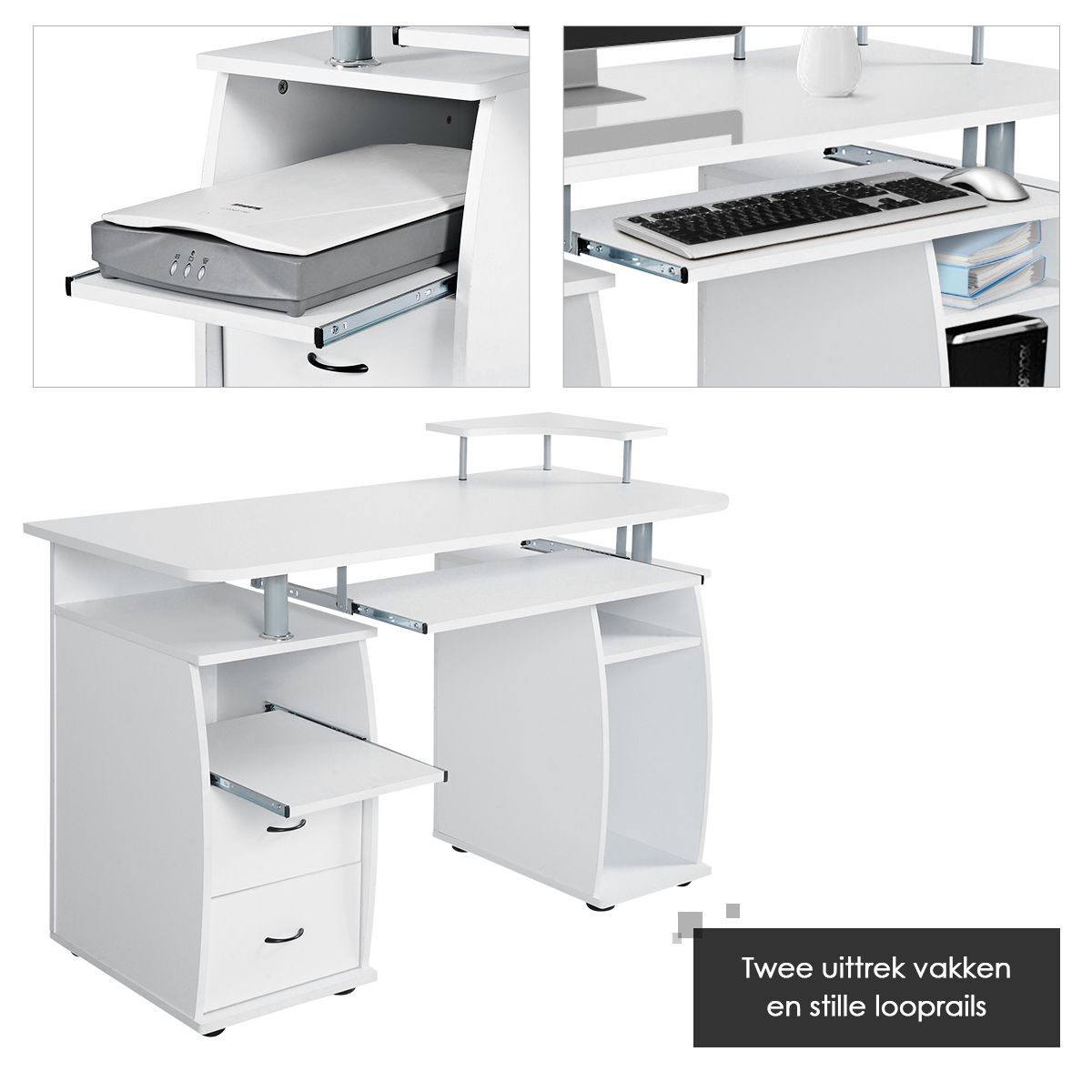 Station All-in-One Computerbureau 120x55 cm - Wit - Afbeelding 3