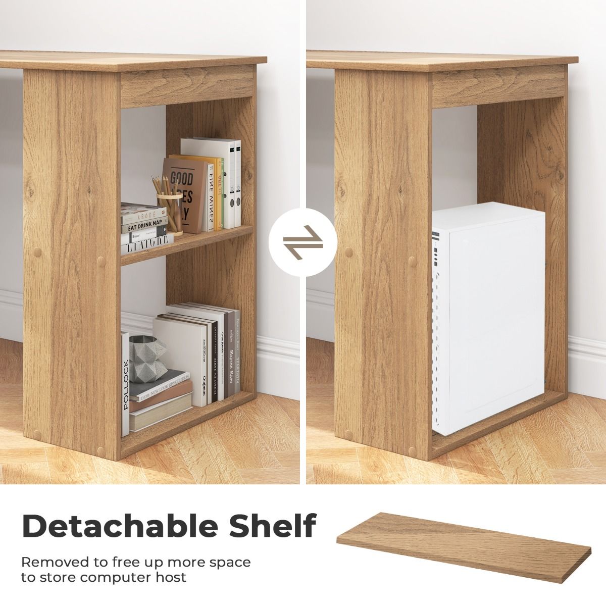 CombiSmart Computerbureau met Boekenkast 122x51 cm - Natuur - Afbeelding 6