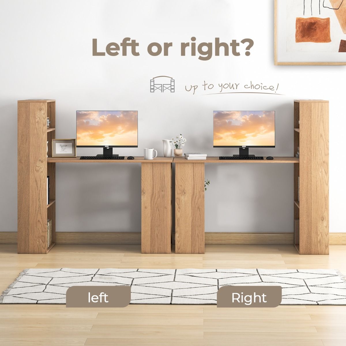 CombiSmart Computerbureau met Boekenkast 122x51 cm - Natuur - Afbeelding 5