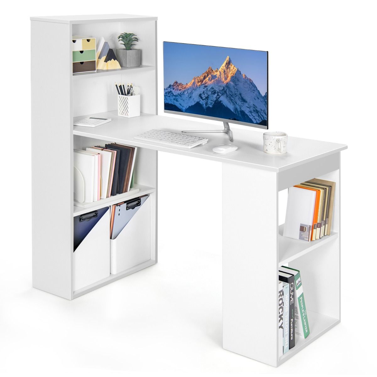 CombiSmart Computerbureau met Boekenkast 122x56 cm – Wit