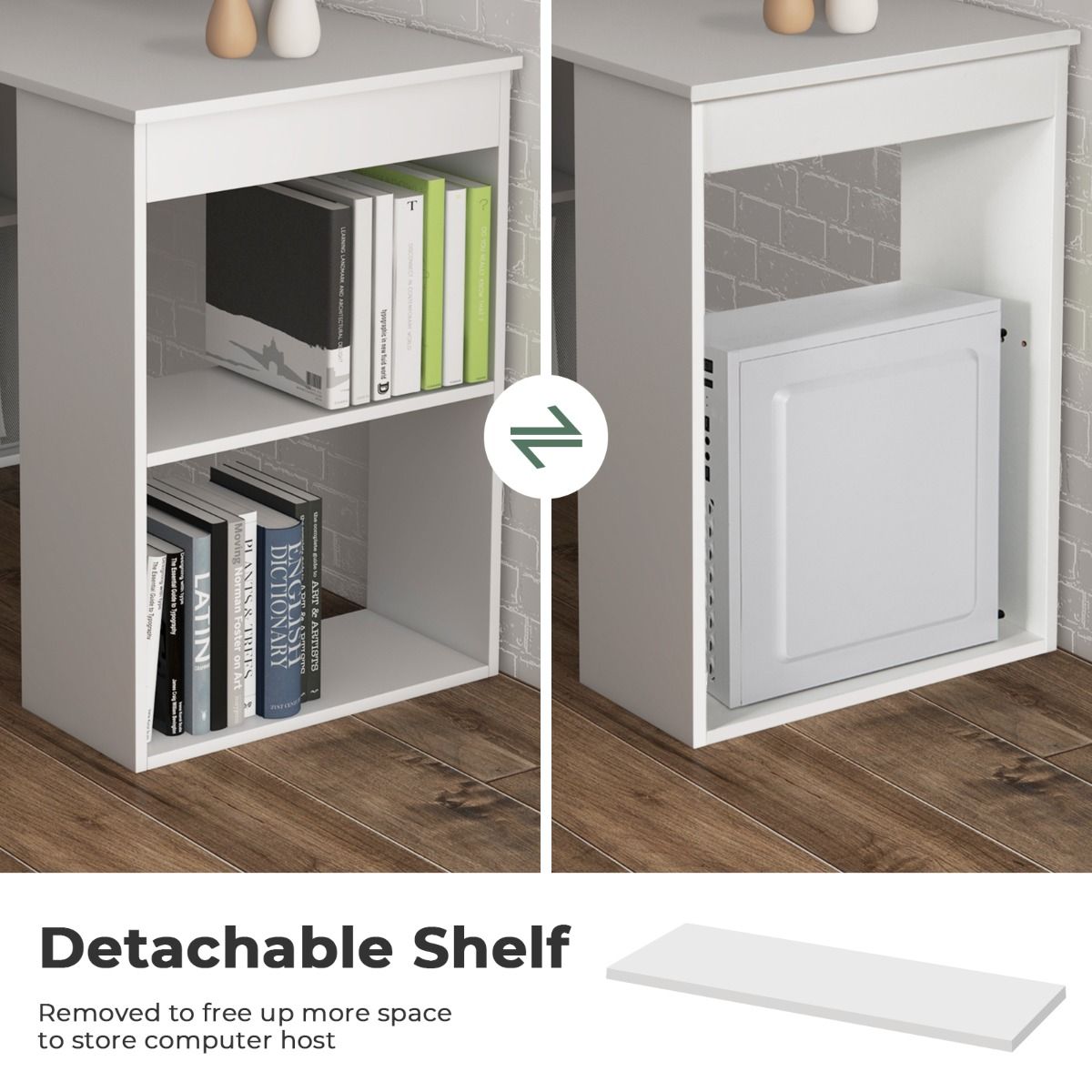 CombiSmart Computerbureau met Boekenkast 122x56 cm – Wit - Afbeelding 5