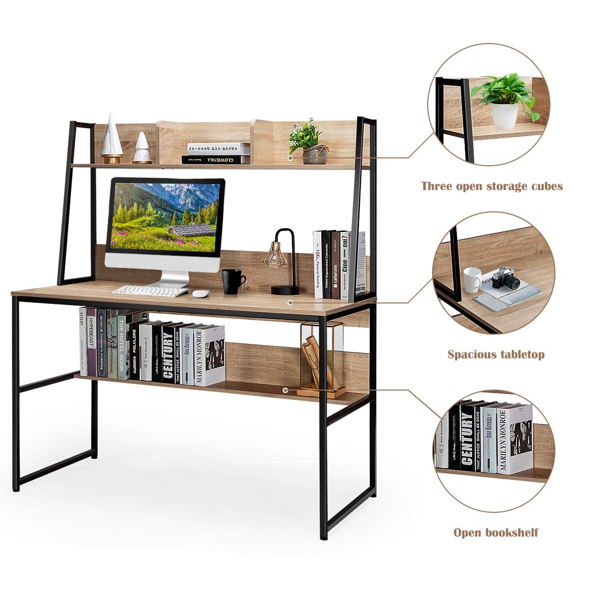 StudioLoft Bureau met Boekenkast 120x57 cm – Natuur - Afbeelding 6