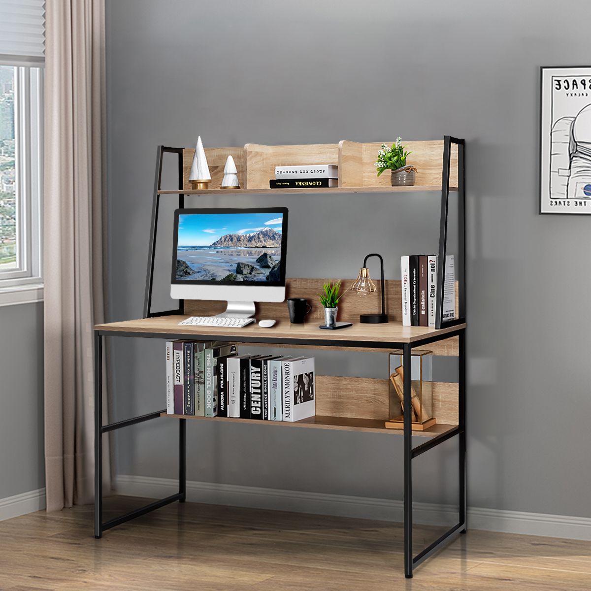 StudioLoft Bureau met Boekenkast 120x57 cm – Natuur - Afbeelding 5