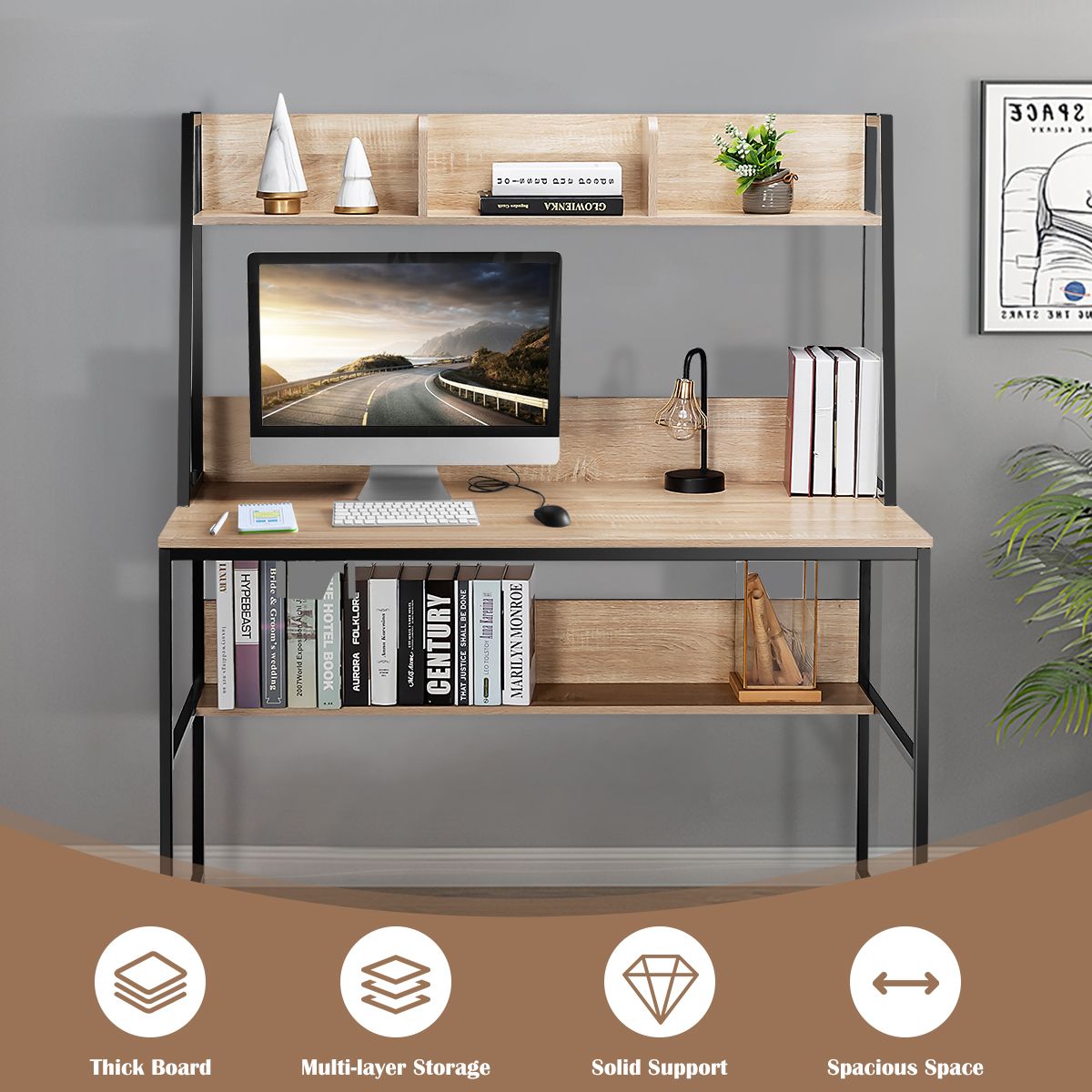 StudioLoft Bureau met Boekenkast 120x57 cm – Natuur - Afbeelding 8