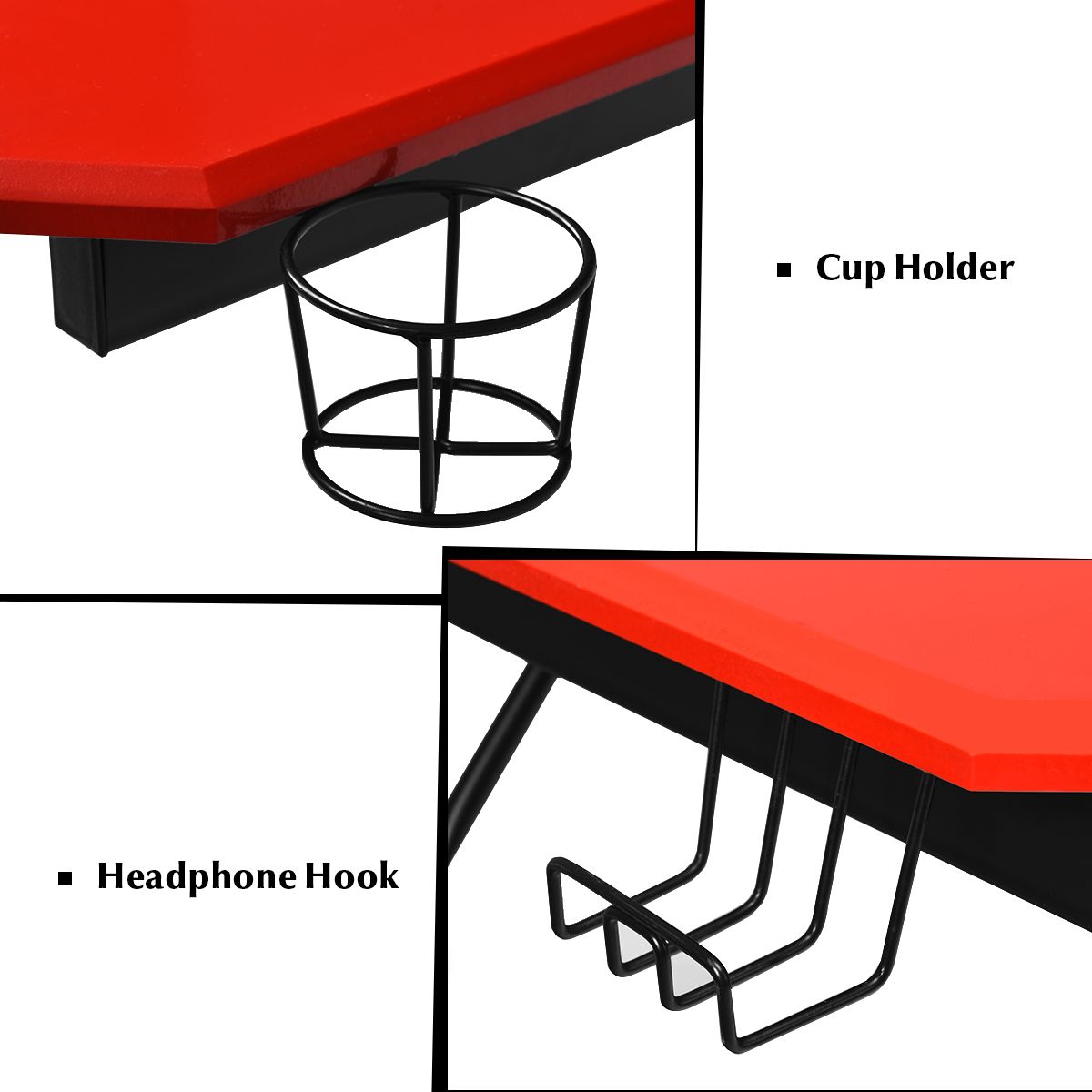 ProGamer Z-Series Gaming Bureau 120x60 cm – Rood/Zwart - Afbeelding 9