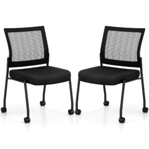 FlexMeet Set van 2 Verrijdbare Vergaderstoelen Stapelbaar – Zwart