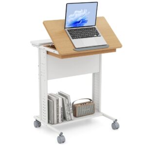 NomadStation Mobiel Laptop Bureau Kantelbaar 60x50 cm – Natuur/Wit