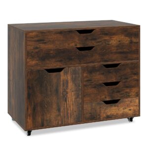 Organo Verrijdbare Ladekast met Deur 78x40 cm – Bruin/Hout