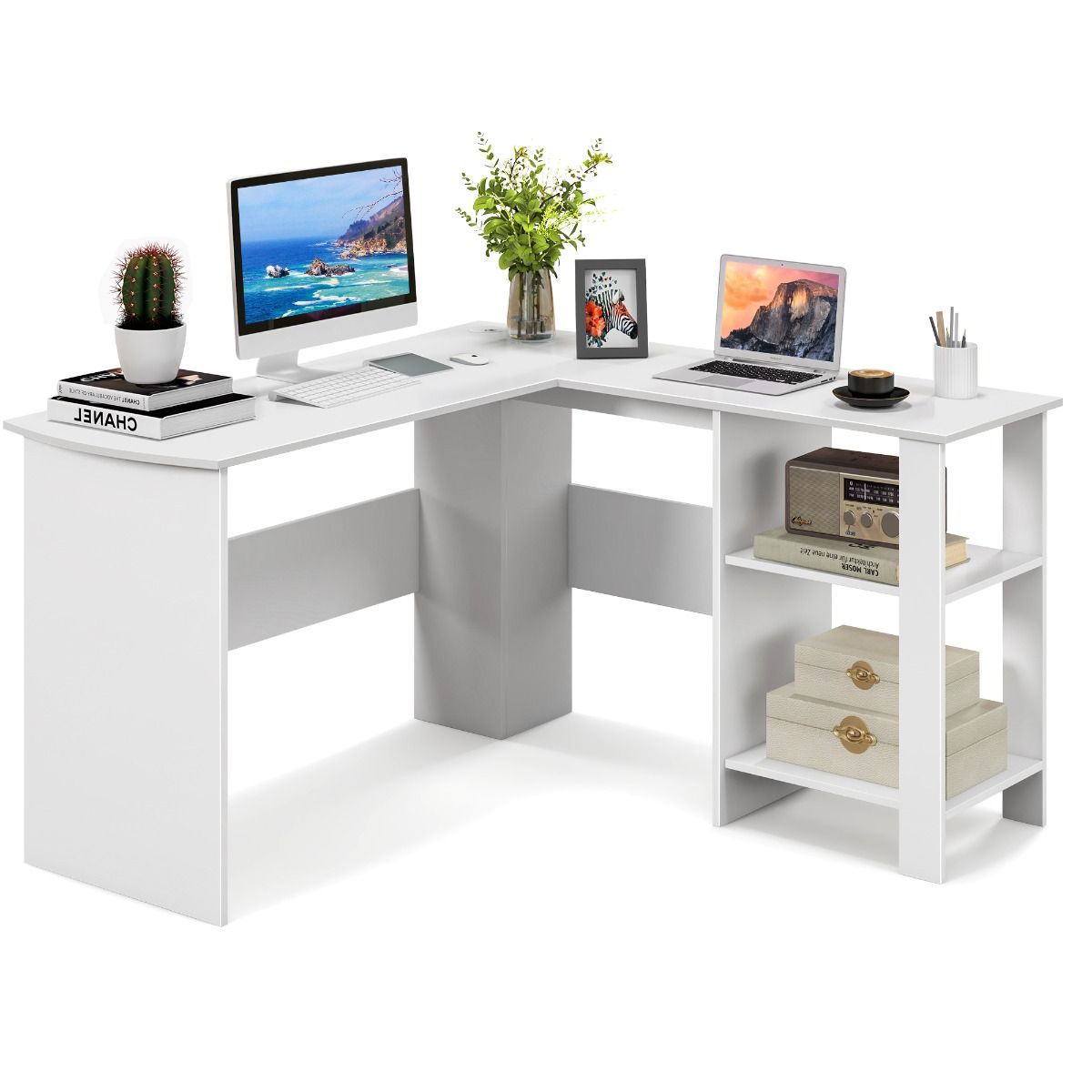 OptiCorner Bureau L-Vorm 130x130 cm – Wit - Afbeelding 10
