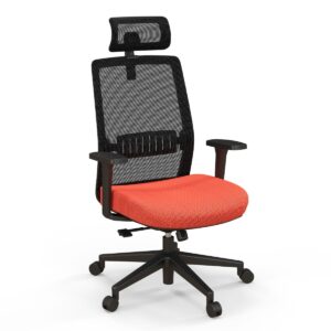 ErgoVibe Ergonomische Bureaustoel met 3D Hoofdsteun – Zwart/Oranje