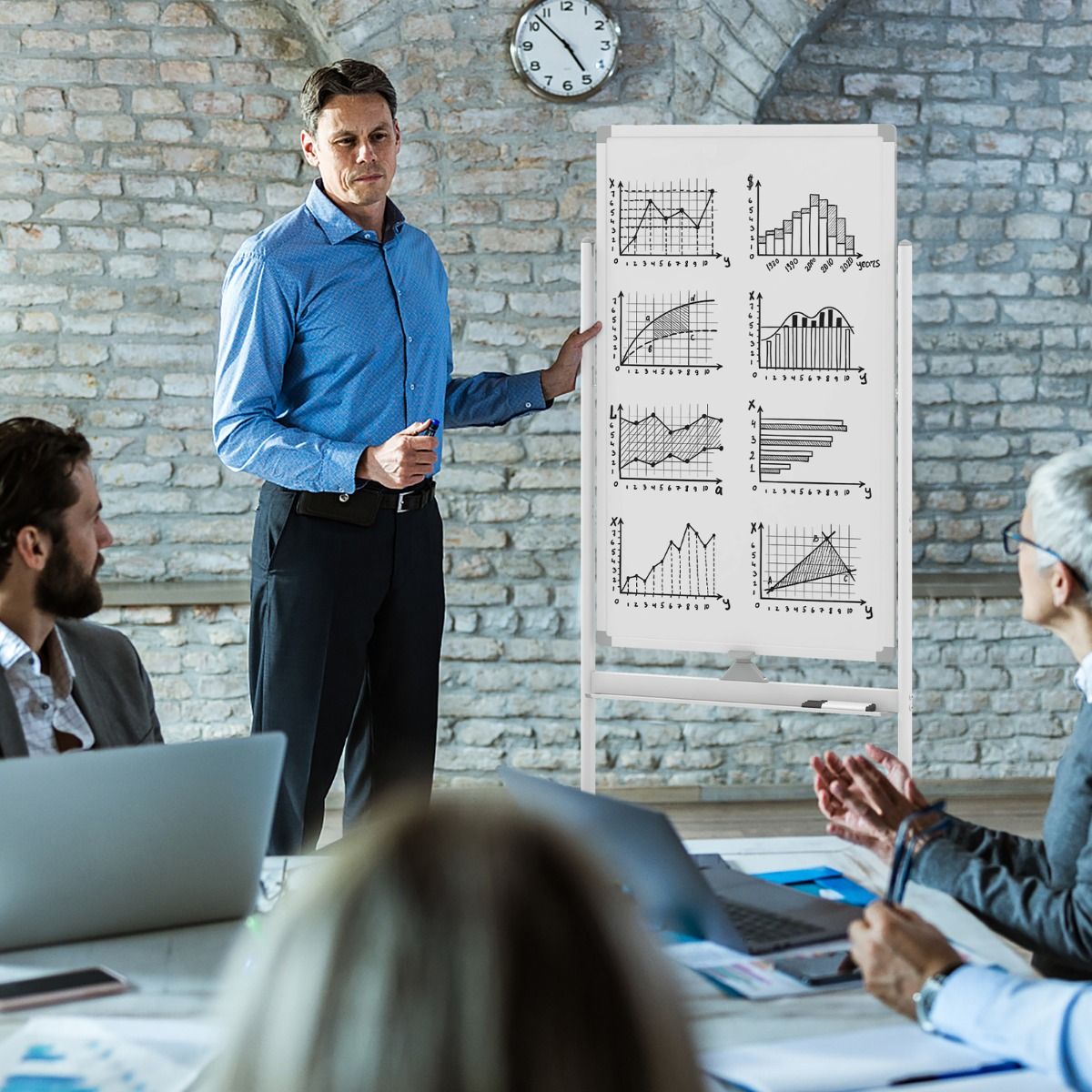 FlexStand Mobiel Flipover Whiteboard – Wit – In Hoogte Verstelbaar - Afbeelding 5