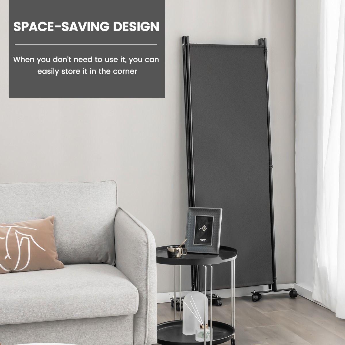 PrivaScreen Mobile 4-Delig Kamerscherm op Wielen 225x173 cm – Grijs - Afbeelding 3