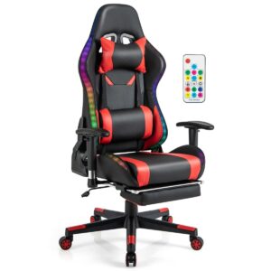 Spectra RGB Gaming Stoel met LED & Voetensteun – Rood