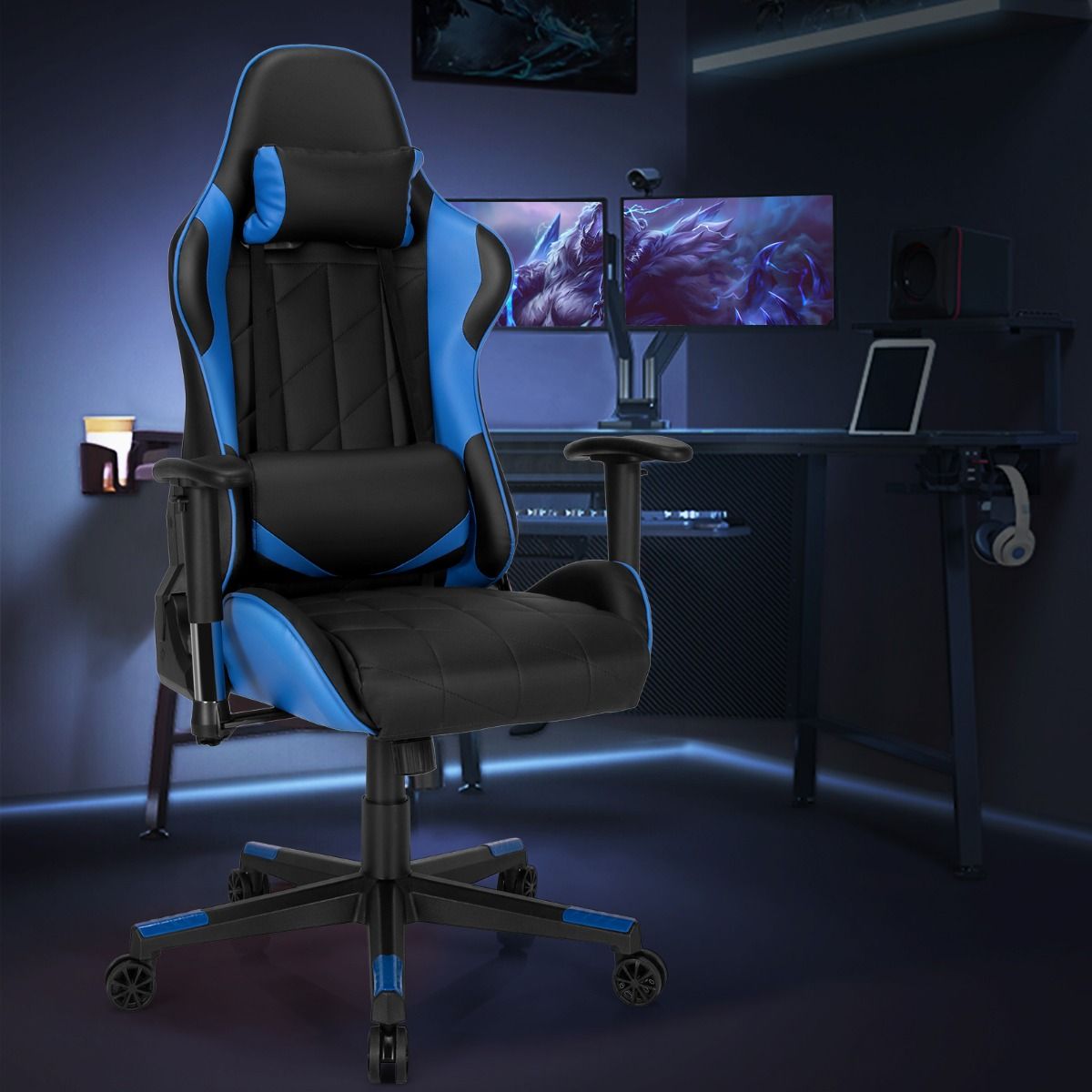 Apex Race Gaming Stoel 125-135 cm – Blauw/Zwart - Afbeelding 5