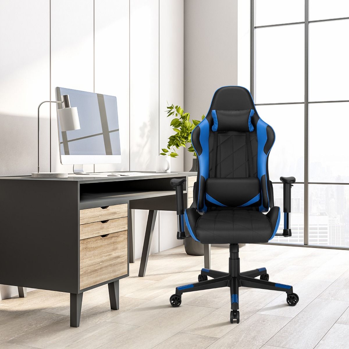 Apex Race Gaming Stoel 125-135 cm – Blauw/Zwart - Afbeelding 4