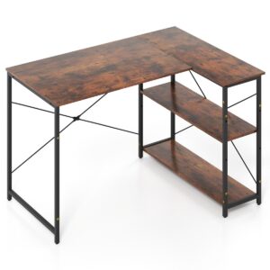 LogicWork L-Vorm Bureau 118x86 cm – Rustiek Bruin