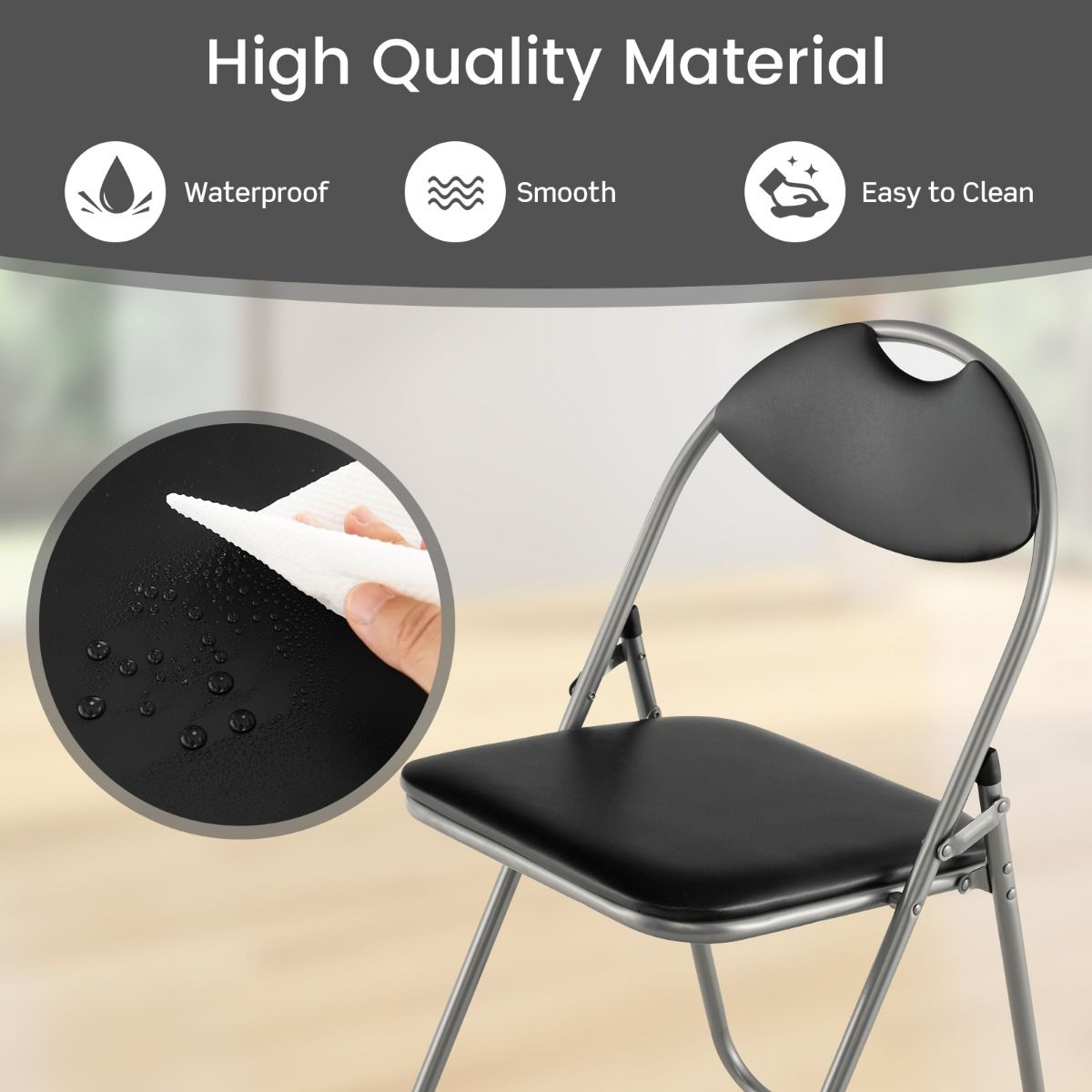 BasicLine Klapstoelen Set van 6 – Zwart - Afbeelding 10