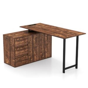 CommandCenter L-Vormig Bureau 138 cm – Rustiek Bruin