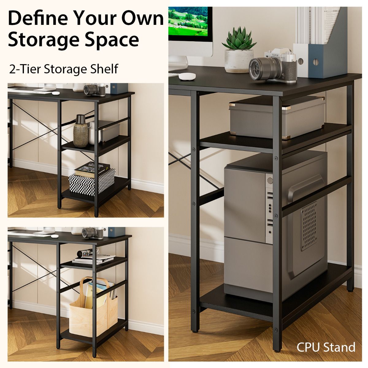 FlexCorner L-Vorm Bureau 151x151 cm – Zwart - Afbeelding 4